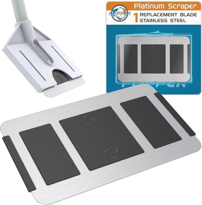 FLIPPER PLATINUM CREDIT CARD AQUARIUM SCRAPER STAINLESS STEEL BLADE