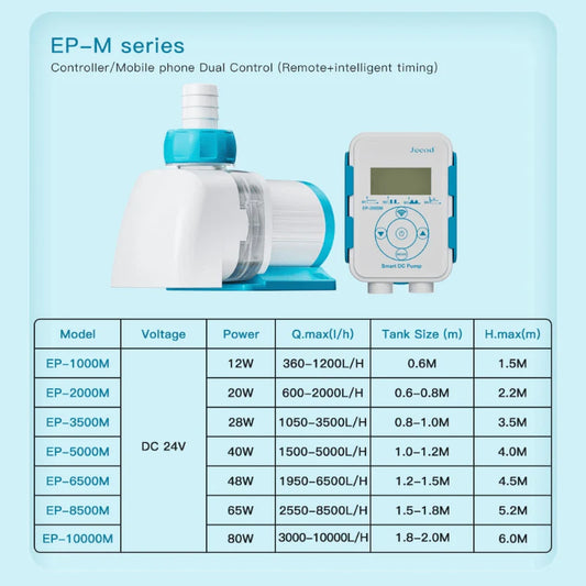 JEBAO EP Water Pump - Controller/Mobile phone Dual Control (Remote + Intelligent Timing) - (EP3500M/EP5000M/EP6500M/EP8500M/EP10000M)