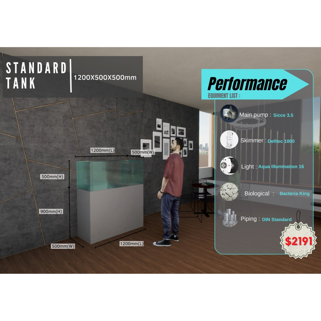 Standard Tank 1200 x 500 x 500mm @$2,399 with options