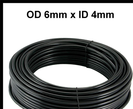 Black Nylon Pneumatic Tube OD 6mm x ID 4mm (per meter)