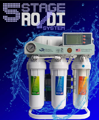 5 stage RODI unit with booster pump, TDS meter and meter gauge